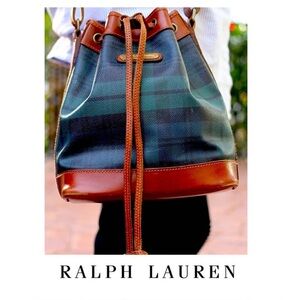 ❤️Host Picks❤️Vintage Polo Ralph Lauren Green Brown Bucket Bag Crossbody Classic